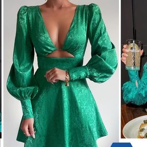 Emerald green dress. It’s stunning and trending, what more could you ask for?